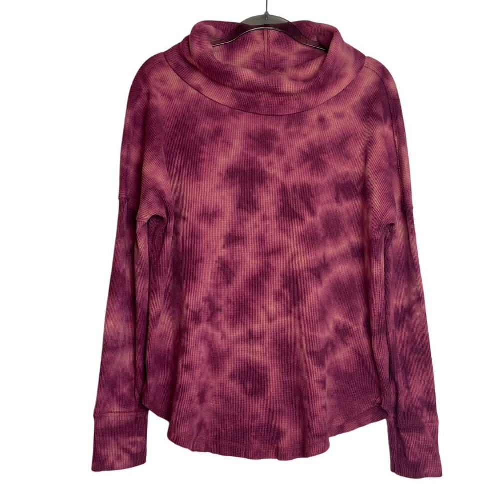 Maeve Anthropologie Ainsley Tie Dye Waffle Knit Thermal Cowl Neck Top Size M